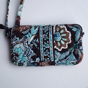 Vera Bradley Java Blue Convertible Wristlet Zip Wallet Retired Vintage
